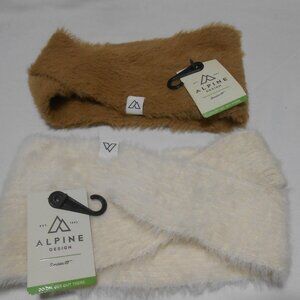 LOT 2 NEW ALPINE DESIGN FUZZY WARM RIB HEADBANDS LIGHT BROWN & CREAM OSFA 👩👸